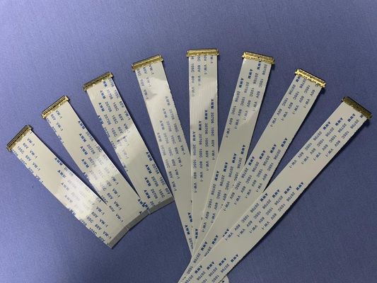 วัสดุประกอบความละเอียด PET 0.5mm Flat FFC Cable UL20624 80c 60v 20 Pin FPC Ribbon Cable