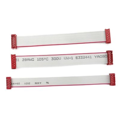 8 Pin 10 Pin Male Flat Cable Assembly IDC คาเบิ้ลริบบอนแดง เครื่องเชื่อม Micro Match
