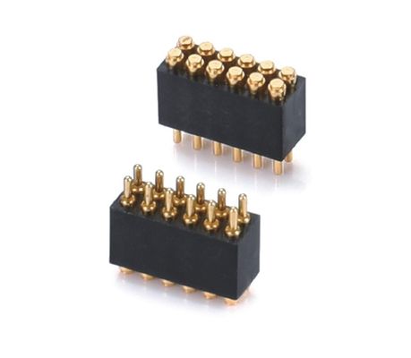 1.27 มิลลิเมตร H3.8 มิลลิเมตร Pogo Pin Connector ทองแดง C6801 วัสดุ 12 Pin Connector ด้วยความแม่นยํา