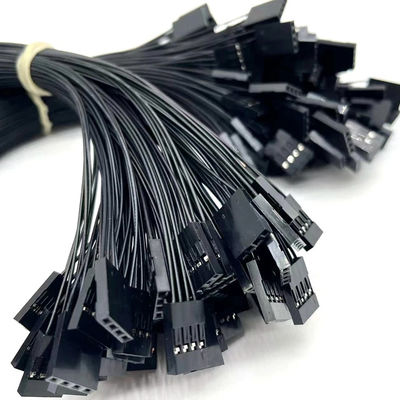 2.54mm Pitch 4 Pin Dupont Cable Assembly UL1007 24awg สีดํา ความยาวที่กําหนดเอง