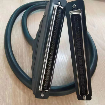 HPDB 100 Pin MDR Connector SCSI Cable Assembly สายดําที่มีวัสดุติดต่อทองแดง