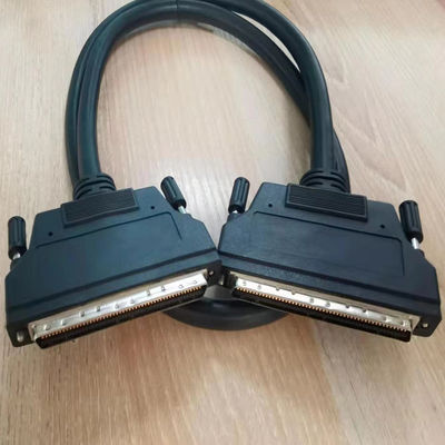HPDB 100 Pin MDR Connector SCSI Cable Assembly สายดําที่มีวัสดุติดต่อทองแดง