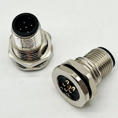 M12 5 ปิน เพศหญิงและเพศชาย แพเนล Mount Multi Pin สายเชื่อมเคเบิลวงกลม กันน้ํา