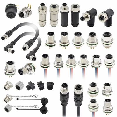 เครื่องเชื่อมวงกลม M12 ซีรี่ย์ ชาย Plug 5pin หลังสกรู การติดตั้งแผ่น M16 * 1.5 PG9