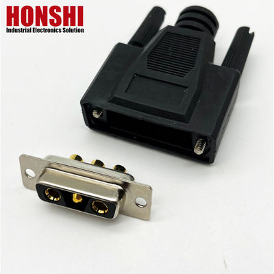 3V3 30A สายเชื่อมชนิดเพศชาย D Sub Connector ด้วยวัสดุติดต่อทองแดง