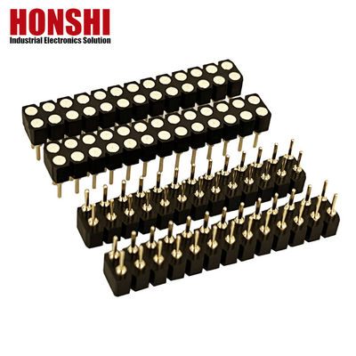 2.54 มม PCB สองแถว H3.0 มม 7.4 มม สายตรงทองแดง เครื่องหมุนสอดหัวหญิง