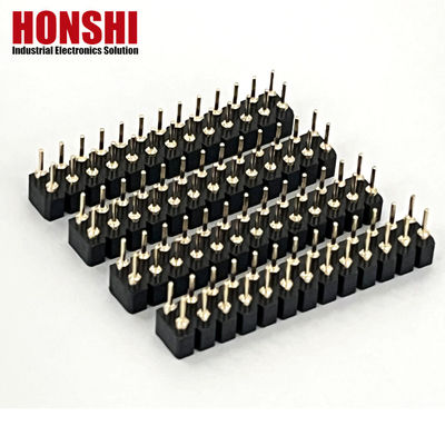 2.54 มม PCB สองแถว H3.0 มม 7.4 มม สายตรงทองแดง เครื่องหมุนสอดหัวหญิง