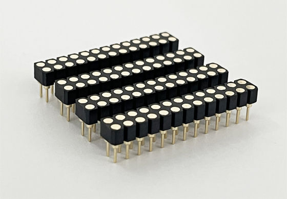 2.54 มม PCB สองแถว H3.0 มม 7.4 มม สายตรงทองแดง เครื่องหมุนสอดหัวหญิง