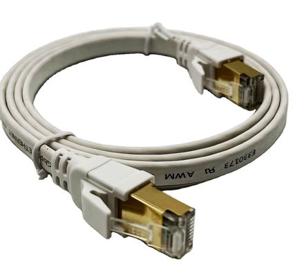 สาย Ethernet ขาว 1m Cat8 สําหรับเชื่อมต่อเครือข่าย