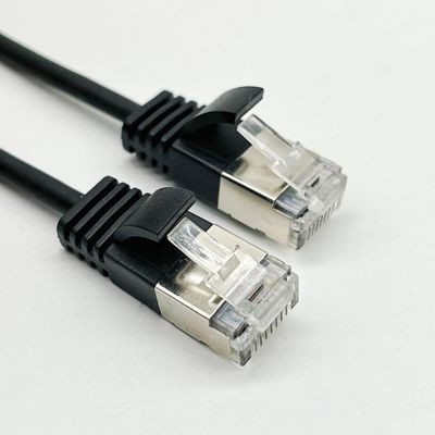 0.5m - 20m สีดํา RJ45 Ethernet Cable Round Cat7 Patch Cable ปรับแต่ง