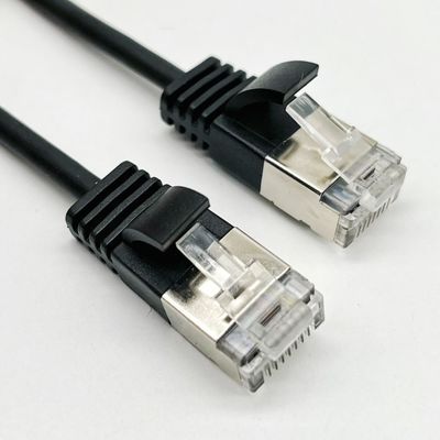 0.5m - 20m สีดํา RJ45 Ethernet Cable Round Cat7 Patch Cable ปรับแต่ง