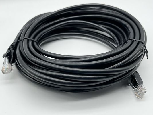 0.5m - 20m สีดํา RJ45 Ethernet Cable Round Cat7 Patch Cable ปรับแต่ง
