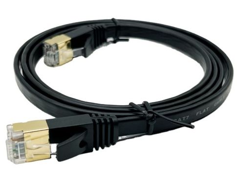 การประกอบสายเคเบิลแบบจําเพาะสีดํา RJ45 Cat7 Ethernet Patch Cable 8P8C