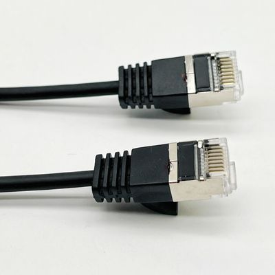 การประกอบสายเคเบิลแบบจําเพาะสีดํา RJ45 Cat7 Ethernet Patch Cable 8P8C
