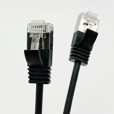การประกอบสายเคเบิลแบบจําเพาะสีดํา RJ45 Cat7 Ethernet Patch Cable 8P8C