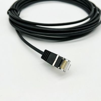 การประกอบสายเคเบิลแบบจําเพาะสีดํา RJ45 Cat7 Ethernet Patch Cable 8P8C