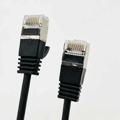 การประกอบสายเคเบิลแบบจําเพาะสีดํา RJ45 Cat7 Ethernet Patch Cable 8P8C
