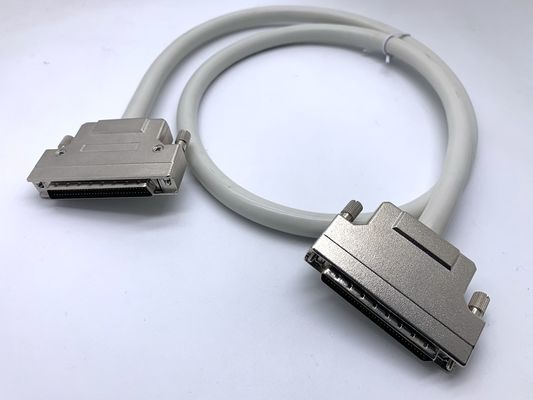 สายเชื่อม SCSI สีเทาตามสั่ง สาย 68 Pin 100 Pin สายชาย Ul20276 สาย 28awg