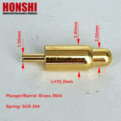 Dia 2.8mm ผู้ชาย Pogo Pin Connector ความยาว 10.2mm Dip ประเภทสปริง Loaded Pogo Pin