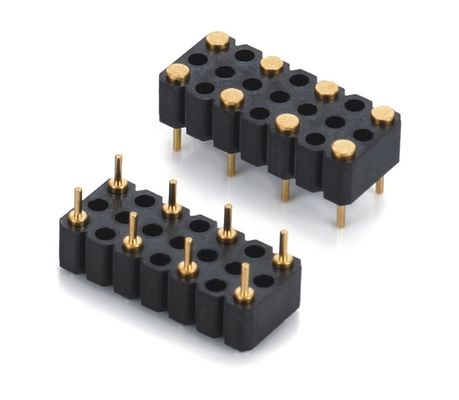 5.08 มิลลิเมตร Pitch Pogo Pin Connector Dip Type หญิง 8 Pin 4.0 มิลลิเมตร