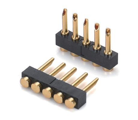 2.54mm Pitch เพศหญิง 6 Pin PCB Connector สปริงโหลด Pogo Pin Connector Smt ประเภท