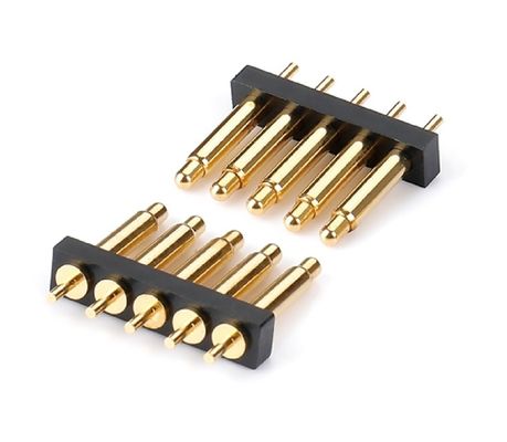 2.54mm Pitch เพศหญิง 6 Pin PCB Connector สปริงโหลด Pogo Pin Connector Smt ประเภท