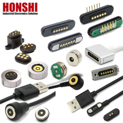 8pin เครื่องเชื่อมแม่เหล็ก เพศชาย เพศหญิง Pogo Pin Connector สําหรับ PCB Board