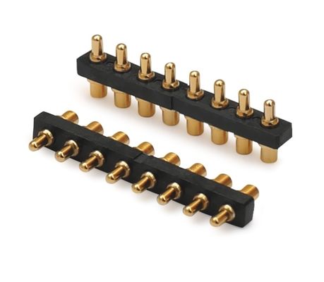 2.54mm Pitch Pogo Pin Connector Spring 8pin H1.5mm SMT ประเภททองแดง