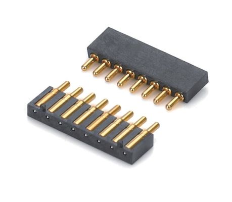 2.5mm Pitch Brass C6801 3 Pin SMT ประเภทผู้ชายหัว Pogo Pin Connector พลาสติกดํา