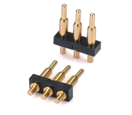 สายเดียว 3pin 1.5 มิลลิเมตร Dip ประเภทททอง Plated ทองแดง Pogo pin Connector 2.54 มิลลิเมตร pitch
