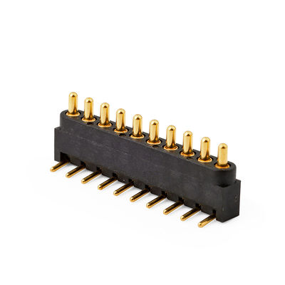 2.54 มิลลิเมตร pitch 10pin มุมขวาชายทองแดง Spring Loaded แม็กเนติก Pogo Pin Connector