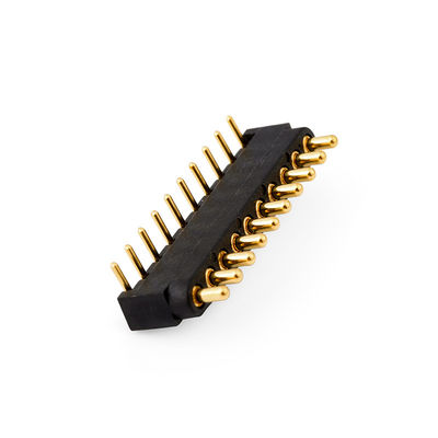 2.54 มิลลิเมตร pitch 10pin มุมขวาชายทองแดง Spring Loaded แม็กเนติก Pogo Pin Connector