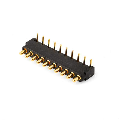 2.54 มิลลิเมตร pitch 10pin มุมขวาชายทองแดง Spring Loaded แม็กเนติก Pogo Pin Connector