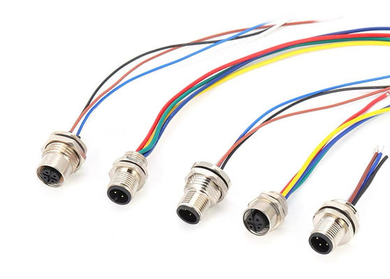 เครื่องเชื่อมวงกลม M12 ซีรี่ย์ ชาย Plug 5pin หลังสกรู การติดตั้งแผ่น M16 * 1.5 PG9