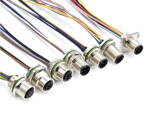 M12 ซีรีส สายวงจรเชื่อม โซค็อต 12 ปิน หลังสกรูแพนลท์การติดตั้ง