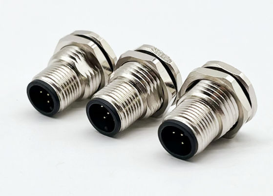 เครื่องเชื่อมวงกลม M12 ซีรี่ย์ ชาย Plug 5pin หลังสกรู การติดตั้งแผ่น M16 * 1.5 PG9