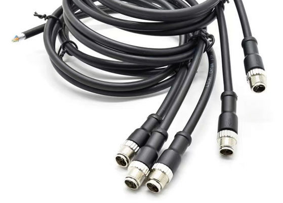 M12 8Pin X-Code Circular Connector Plug Shield หลังสกรูพานิลการติดตั้ง PG9 สําหรับสัญญาณติดตาม Cat6a Ethernet