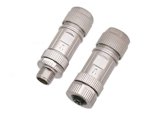 เครื่องเชื่อมโค้ด X แบบกลม M12 เครื่องเชื่อม Ethernet 8 ปิน ชาย หญิง โปลก เครื่องเชื่อม สกรู