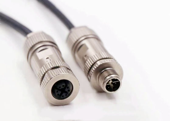 สายประสานสายกลมผสมซีนก Shell M12 8 Pin Male Ethernet Connector Assembly