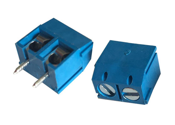 5.00mm Pitch 02p ผู้หญิงตรง PCB Connector สีฟ้า Terminal Block Connector