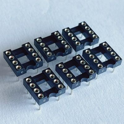 2.54mm 8 Pin IC Socket Connector หญิง สายตรง Pin Head PBT วัสดุกันไฟ สีดํา