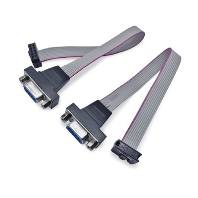 D-sub DB9 ถึง FC-10p 2.54 มิลลิเมตร สายคลุมแผ่นชาย หญิง ถึง 10 สายเชื่อม IDC 26 ปิน