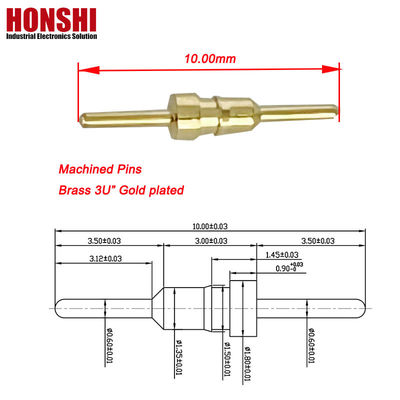 CNC เครื่องติดต่อ Pin ทองแดง Fitting ทองแดง Plug Pin ไฟฟ้ารอบ Pin 10.0mm