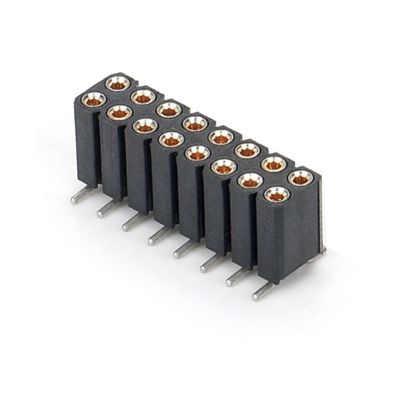 2.54mm Double Row H7.0mm SMT PCB ทองแดง เครื่องแปรรูปกลม สายต่อหัวสตรี PA6T สีดํา