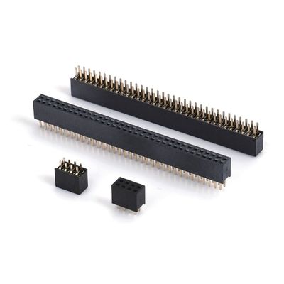 1.0 หัวสตรี Dip Double Row Straight PA6T สีดํา 2pin-100pin Board To Board เครื่องเชื่อม
