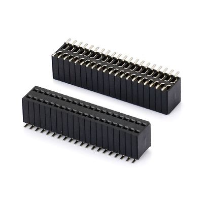 1.0 หัวสตรี Dip Double Row Straight PA6T สีดํา 2pin-100pin Board To Board เครื่องเชื่อม