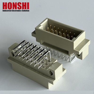 PCB มุมขวา 128 Pin DIN 41612 Euro Connector เพศหญิงที่มี Board Lock Pbt สีเทา