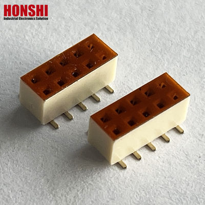 เครื่องเชื่อมหัวหน้าหญิง คอนเนคเตอร์แถวสอง ขาว 2.54mm H7.1 10p SMT ประเภท PA6T PCB Board