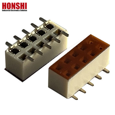 เครื่องเชื่อมหัวหน้าหญิง คอนเนคเตอร์แถวสอง ขาว 2.54mm H7.1 10p SMT ประเภท PA6T PCB Board