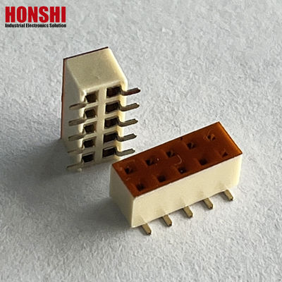 เครื่องเชื่อมหัวหน้าหญิง คอนเนคเตอร์แถวสอง ขาว 2.54mm H7.1 10p SMT ประเภท PA6T PCB Board